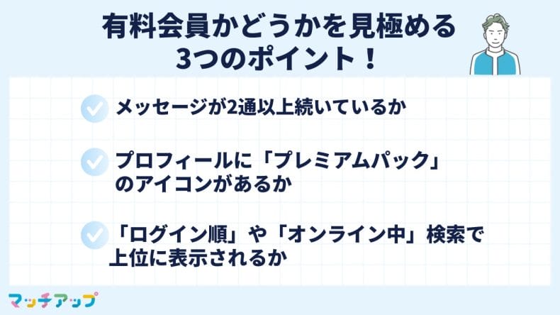 男性が有料会員かどうかを見極める3つのポイント！