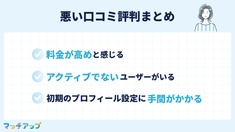 マッチドットコムの悪い口コミ評判