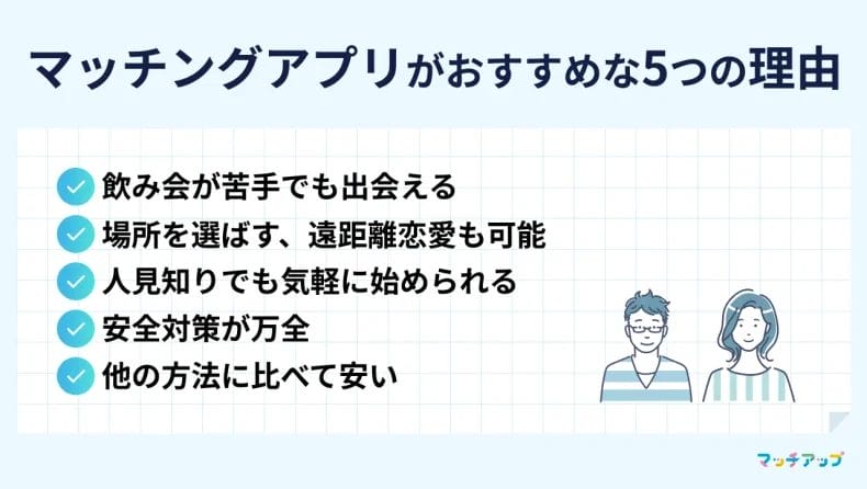 マッチングアプリがおすすめな5つの理由