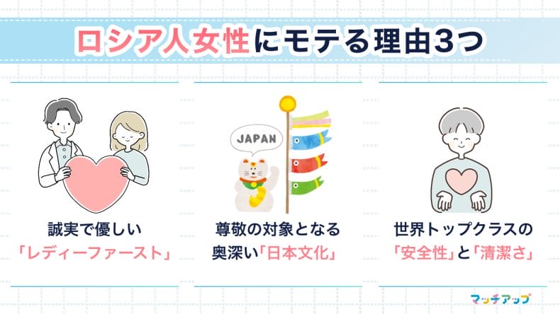 日本人男性がロシア人女性にモテる理由3つ