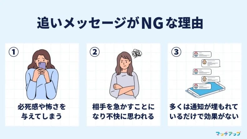 マッチングアプリの追いメッセージは原則NG!その3つの理由