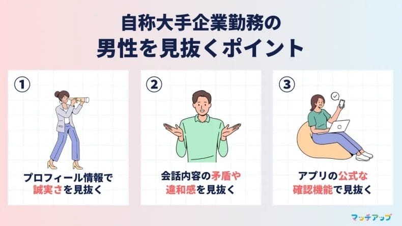 自称大手企業勤務の男性を見抜くポイント